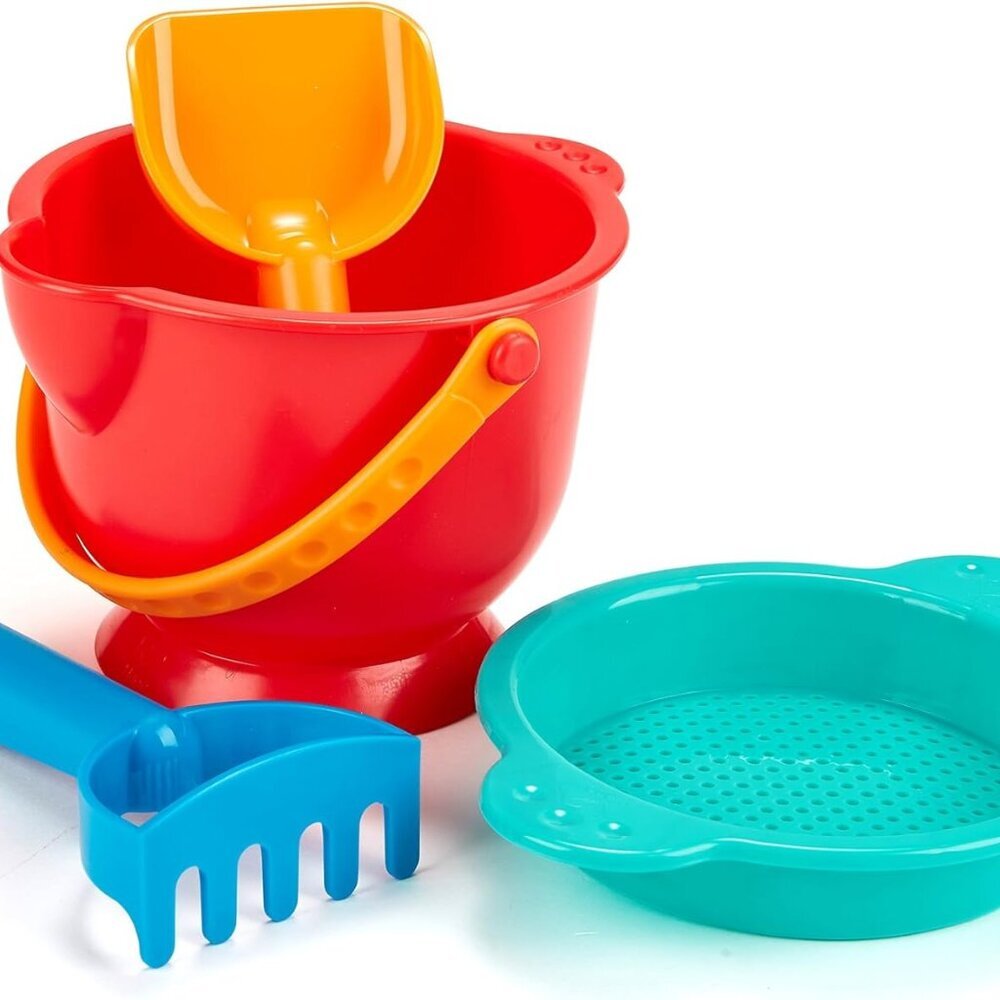 Beach Basics Sand Toy Set Including Bucket Sifter, Rake, and Shovel Toys| Sand T